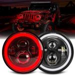 UNI-SHINE 7 inch Red Halo led Headlight Hi/Lo Beam with Amber Turn Signal 2pcs 7 inch led Headlight DOT Round H6024 LED Headlight Compatible with Jeep Wrangler JK TJ CJ, Compatible with Chevy
