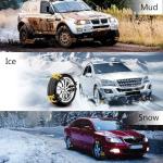 Jeremywell 6 PCS Car Snow Chains for TWO TIRES Emergency Anti Slip for Most Cars/SUV/Trucks, Winter Universal Security Chains Tire Width 165mm-275mm/6.5-10.8'', Amazing Traction Thickening Durable