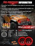UNI-SHINE 7 inch Red Halo led Headlight Hi/Lo Beam with Amber Turn Signal 2pcs 7 inch led Headlight DOT Round H6024 LED Headlight Compatible with Jeep Wrangler JK TJ CJ, Compatible with Chevy