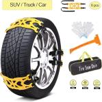 Jeremywell 6 PCS Car Snow Chains for TWO TIRES Emergency Anti Slip for Most Cars/SUV/Trucks, Winter Universal Security Chains Tire Width 165mm-275mm/6.5-10.8'', Amazing Traction Thickening Durable