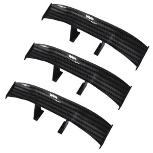 ZIMISI 3PCS Car Mini Spoiler Wing, 6.7 Inch Carbon Fiber Texture Auto Rear Tail Wing Without Perforation, Universal Cool Car Exterior Decoration Accessories for Men Women (Black)