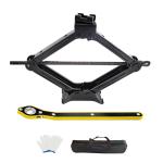 NOVIITUS Scissor Car Lift Jack 2 Ton (4409 lbs) for Sedans, MPVs & SUVs, Compact Portable Kit Vehicle Roadside Emergency Tool Tire Change with Ratchet Wrench (2T)