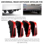 KVAEY 4 PCS Rear Lower Bumper Wing Lip Diffuser, Shark Fin Spoiler Wing Decoration, Universal Bumper Lip Splitter for Trucks SUVs, Car Accessories (Black & Red)