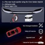 Spoiler for Civic Sedan 2025-2022 Without Drilling ABS Rear Trunk Spoiler Wing for Civic Sedan Hybrid (Glossy Black)