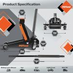 AV Steel 3 Ton Floor Jack (6600 lbs), Heavy Duty Hydraulic Jack for Car, Heavy-Duty Floor Jack with Single Piston Pump, Quick Lift Car Jack 3 ton with Lifting Range 5.5'' to 18.5''