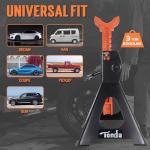 TONDA Jack Stands 3 Ton, Extra Tall Heavy Duty Car Jack Stand, 13.39-21.06 inch Adjustable Height for SUV, MPV and UTV/ATV, Black, 1 Pair
