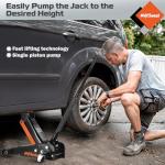 AV Steel 3 Ton Floor Jack (6600 lbs), Heavy Duty Hydraulic Jack for Car, Heavy-Duty Floor Jack with Single Piston Pump, Quick Lift Car Jack 3 ton with Lifting Range 5.5'' to 18.5''