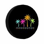 MIYASANG Tropical Palm Trees Spare Tire Cover Beach Colorful Neon Trees Creative Design Summer Black Weatherproof Universal Wheel Protectors Camper Tire Covers for Trailer Rv Travel(17 inch)