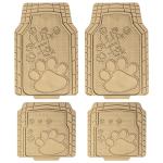 FH Group Car Floor Mats - Adorable Paw Print, Heavy-Duty Rubber Mats, Universal Fit Full Set, Climaproof, Trimmable, Fit Most Sedan, SUV, Truck - Beige