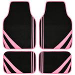 CAR PASS Pink Edge Faux Leather Car Floor Mats Universal Car Carpet Mats with Double Stitch Line Anti-Slip Backing Design, for Cute Girly Women, Fit 95% Automotive,SUVs,Sedan,Vans (Black and Pink)