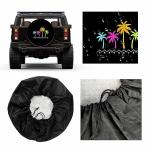 MIYASANG Tropical Palm Trees Spare Tire Cover Beach Colorful Neon Trees Creative Design Summer Black Weatherproof Universal Wheel Protectors Camper Tire Covers for Trailer Rv Travel(17 inch)