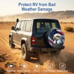 NGOKPYD RV Spare Tire Cover with American Eagle USA Flag, Trailer Tire Covers PVC Leather for Truck SUV Wrangler Camper Vehicle Wheel Cover Waterproof Sun Dust Protection 15 inch