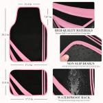 CAR PASS Pink Edge Faux Leather Car Floor Mats Universal Car Carpet Mats with Double Stitch Line Anti-Slip Backing Design, for Cute Girly Women, Fit 95% Automotive,SUVs,Sedan,Vans (Black and Pink)