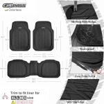 CAR PASS DeepDish Heavy Duty Rubber Floor Mats 3-Piece, Universal M-XL Size Trim-to-Fit Automotive Floor Mats for Truck Van SUV, Durable Waterproof All Weather Car Mats (Solid Black)