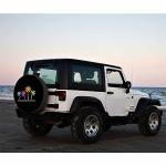 MIYASANG Tropical Palm Trees Spare Tire Cover Beach Colorful Neon Trees Creative Design Summer Black Weatherproof Universal Wheel Protectors Camper Tire Covers for Trailer Rv Travel(17 inch)