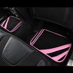 CAR PASS Pink Edge Faux Leather Car Floor Mats Universal Car Carpet Mats with Double Stitch Line Anti-Slip Backing Design, for Cute Girly Women, Fit 95% Automotive,SUVs,Sedan,Vans (Black and Pink)