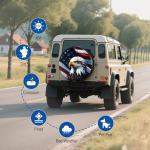 NGOKPYD RV Spare Tire Cover with American Eagle USA Flag, Trailer Tire Covers PVC Leather for Truck SUV Wrangler Camper Vehicle Wheel Cover Waterproof Sun Dust Protection 15 inch