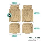 FH Group Car Floor Mats - Adorable Paw Print, Heavy-Duty Rubber Mats, Universal Fit Full Set, Climaproof, Trimmable, Fit Most Sedan, SUV, Truck - Beige