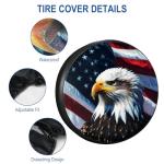 NGOKPYD RV Spare Tire Cover with American Eagle USA Flag, Trailer Tire Covers PVC Leather for Truck SUV Wrangler Camper Vehicle Wheel Cover Waterproof Sun Dust Protection 15 inch