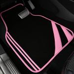 CAR PASS Pink Edge Faux Leather Car Floor Mats Universal Car Carpet Mats with Double Stitch Line Anti-Slip Backing Design, for Cute Girly Women, Fit 95% Automotive,SUVs,Sedan,Vans (Black and Pink)