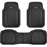 CAR PASS DeepDish Heavy Duty Rubber Floor Mats 3-Piece, Universal M-XL Size Trim-to-Fit Automotive Floor Mats for Truck Van SUV, Durable Waterproof All Weather Car Mats (Solid Black)