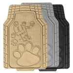FH Group Car Floor Mats - Adorable Paw Print, Heavy-Duty Rubber Mats, Universal Fit Full Set, Climaproof, Trimmable, Fit Most Sedan, SUV, Truck - Beige
