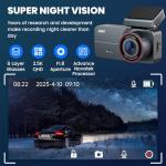 Yonvim Dash Cam，Dash Camera for Cars 2.5K with 3.39" IPS Screen & 32GB Card，Dash Cam Front 160° Wide Angle, Loop Recording for Night/Day Security,G-Sensor, Support 256 GB Max