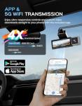 TECXERLLON Dash Cam, 4K 3 Channel Dash Camera for Cars with App Control, 170°/150°/140° Wide Angle, ADAS Assist, No-Light Night Vision, GPS, G-Sensor, WDR, 24H Parking Monitor, 128GB SD Card Included