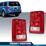 PIT66 Tail Lights Taillight Assembly Pair Compatible with Honda Pilot 4-Door Sport Utility 2009-2015 Red & Clear Lens Rear Brake Lamp w/o Bulbs & Wiring Harness
