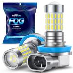 Marsauto H11 H8 LED Fog Light Bulbs or DRL, 10,000 Lumens 6000K White, 48 Chips Fog Lights, H11 Led Bulb 1:1 Mini Size H11/H8/H16 Led Fog Lights, 360° Full Illumination(Pack of 2)