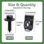 Bemaka 30Pcs Automotive Body Bolt & U-Nut Clips Kit, Multipurpose Fender Bolts Body Fastener Clips for Most Cars Bumper Engine Splash Shield