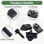 Bemaka 30Pcs Automotive Body Bolt & U-Nut Clips Kit, Multipurpose Fender Bolts Body Fastener Clips for Most Cars Bumper Engine Splash Shield