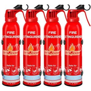 Fire Extinguisher for Home with Mount, 4 Pack Upgraded 8-in-1 Portable Fire Extinguishers For Vehicle Car Boat Marine Kitchen Emergency Supplies, Water-Based Extinguisher For A, B, C, K Fire Types
