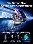 LISEN 90W USB C Car Charger Fast Charging, Dual Fast Charging Port PD 45W Cigarette Lighter Adapter, for iPhone 17X Super Fast Car Charger USB C with 2 Cables for iPhone 16 15 14 13 12 Pro Max