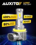 AUXITO H11 H8 H16 LED Fog Light Bulbs, 600% Brightness 6500K Cool White Driving Fog lights, 1:1 Mini Size Front Fog Lamps, Non-polarity, Play and Plug (Pack of 2)
