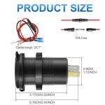 12V USB Outlet Wire USB Charger Multi Port, Dual PD3.0 USB-C and Quick Charge3.0 Car Port Socket with Power Switch, Fast Charge for Phone lPad Android Phones, Suitable for Car Boat RV Marine ATV