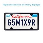 Lrokimg Black License Plate Frames 2 Pack, License Plate Holders Stainless Steel, Universal US Car License Plate Covers with Screws Washers Caps (4 Holes)