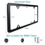 Lrokimg Black License Plate Frames 2 Pack, License Plate Holders Stainless Steel, Universal US Car License Plate Covers with Screws Washers Caps (4 Holes)