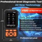 Osilly Professional OBD2 Car Scanner Diagnostic Tool, Enhanced V520 Vehicle OBDII/EOBD Check Engine with Read/Erase Fault Code, Auto Code Reader Scanner, Universal for Cars After 1996
