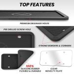 Motorfi 2 Pcs Silicone License Plate Frames with Polycarbonate Covers, Rust-Proof, Weather-Resistant, Easy Installation, Premium License Plate Protector for Cars with 2 Drainage Holes