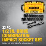 DEWALT Impact Socket Set with Ratchet, Metric/SAE, 1/2" Drive, 23-Piece Set with Case (DWMT74739)﻿ ﻿