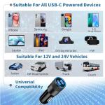 【MFi Certified】iPhone 16 Fast Car Charger, BARMASO 4.8A Dual USB Power Car Charger USB-C Fast Charging Cigarette Lighter + 2Pack Type-C Braided Cable for iPhone 16 Pro Max/15 Pro/Galaxy S24/S23/Pixel