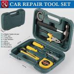 Car Emergency Kit, Roadside Assistance Emergency Car Kit Jumper Cables, Road Trip Essentials, Auto Vehicle Car Safety Kit with Digital Air Compressor Tire Inflator, Reflective Warning Triangle