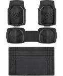 Amazon Basics 4-Piece Heavy Duty PVC Floor Mats with Cargo Liner and Rear, Waterproof Trim To Fit Car Mats, Black