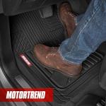 Motor Trend FlexTough™ Advanced Black Rubber Car Floor Mats – Heavy Duty Trim to Fit All Weather Floor Mats for Cars Truck SUV - Automotive Car Interior Floor Liner Protection - Universal Fit