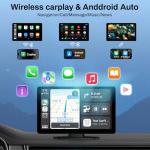 BOXGVO Wireless Carplay Screen for Car with 4K Dash Cam, 9" Portable Carplay & Android Auto, Component Subwoofer, Touchscreen with 1080p Backup Camera, GPS Navigation/Voice Control/BT/Mirror Link/FM