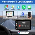 BOXGVO Wireless Carplay Screen for Car with 4K Dash Cam, 9" Portable Carplay & Android Auto, Component Subwoofer, Touchscreen with 1080p Backup Camera, GPS Navigation/Voice Control/BT/Mirror Link/FM
