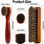 YUET 3PCS Shoe Brush Set - Premium Horsehair Brushes,High Shine Polishing Buffing Brushes with Natural Horsehair Bristle, Plush Polishing Glove for Boots, Shoes, Car Seats, Sofas Buffing Polishing
