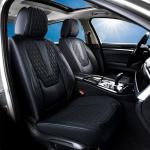 Coverado Car Seat Covers Full Set, Black Seat Covers for Car with Lumbar Support, Nappa Leather Seat Covers Waterproof Car Seat Protectors Universal Fit for Most Cars SUV Trucks