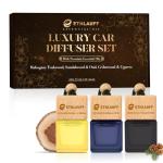 Car Air Freshener Hanging, 3 Pcs Mahogany Teakwood, Sandalwood & Oud, Cedarwood & Cypress, Wooden Scent Air Fresheners Diffuser for Car, 45+ days Long Lasting Fragrance, 0.27 FL OZ/8ML